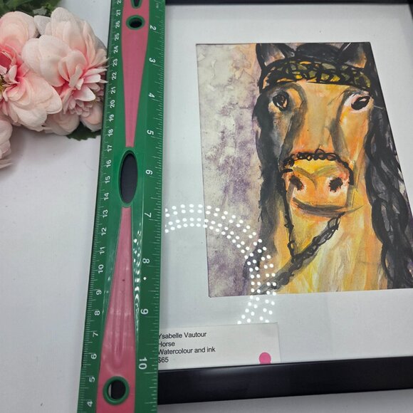 Original "Horse" Watercolor and Ink Painting by Isabelle Vautour - Framed Matted - Picture 6 of 11